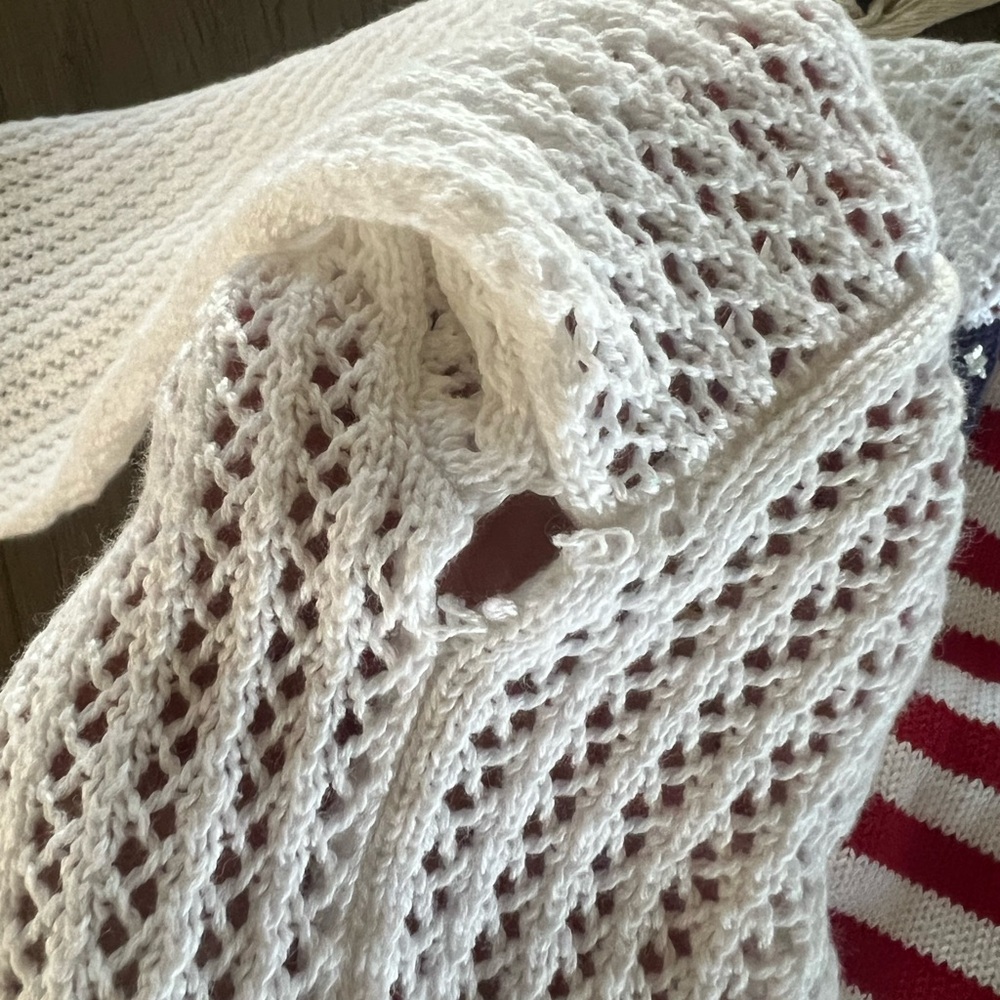 Flag Pullover Medium Sweater Stitched Hooded Ligh… - image 8